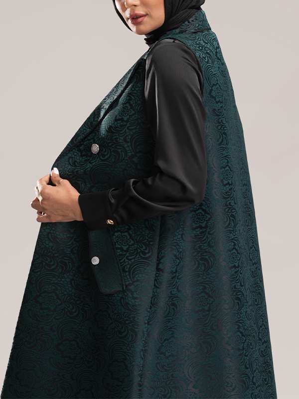 وست بلند زنانه ژاکارد مجلسی جیب نما یقه انگلیسی 70104 برنس Bornos