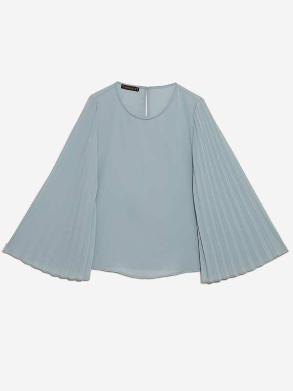 بلوز زنانه کرپ حریر آستین کلوش پلیسه 40103 برنس Bornos