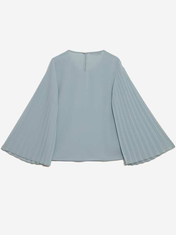 بلوز زنانه کرپ حریر آستین کلوش پلیسه 40103 برنس Bornos