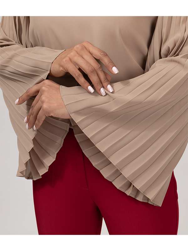 بلوز زنانه کرپ حریر آستین کلوش پلیسه 40103 برنس Bornos