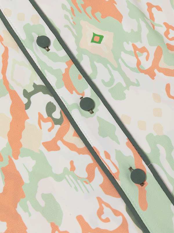 شومیز زنانه طرح دار کرپ الیزه یقه مردانه 30102 برنس Bornos