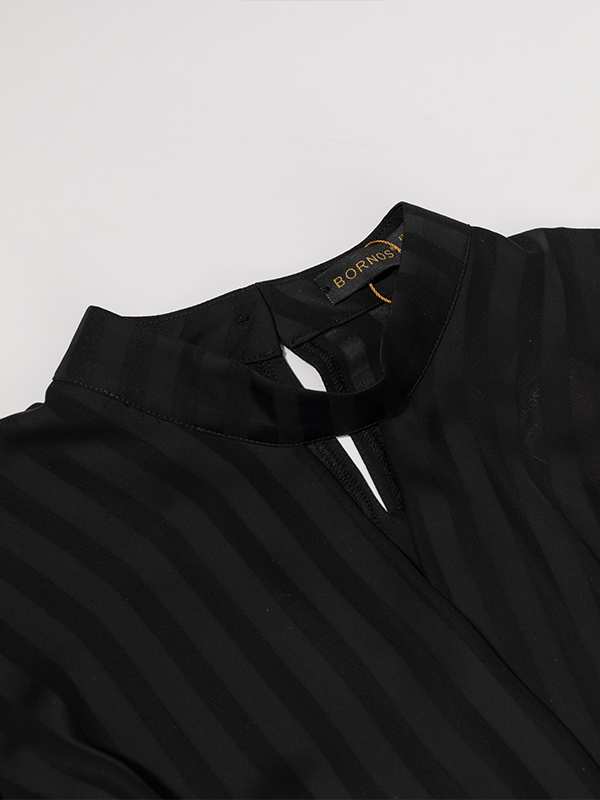 بلوز مجلسی زنانه کرپ حریر یقه چپ راستی آستین پفی 40106 برنس Bornos