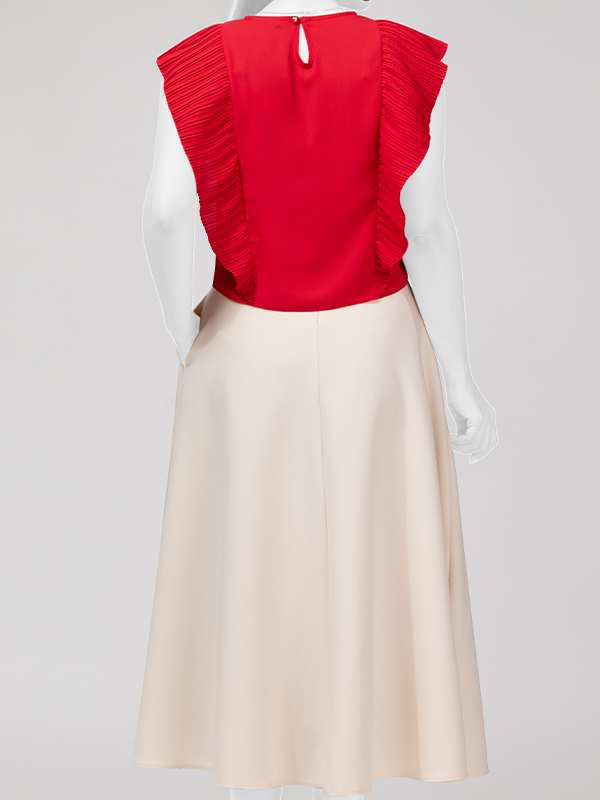 بلوز زنانه مجلسی یقه گرد کرپ حریر پلیسه ای چکاوک برنس Bornos