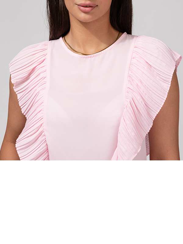 بلوز زنانه مجلسی یقه گرد کرپ حریر پلیسه ای چکاوک برنس Bornos