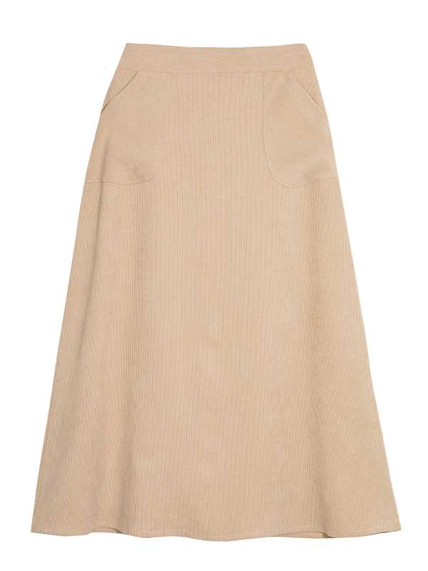 دامن زنانه مخمل میدی جیب دار 20108 برنس Bornos