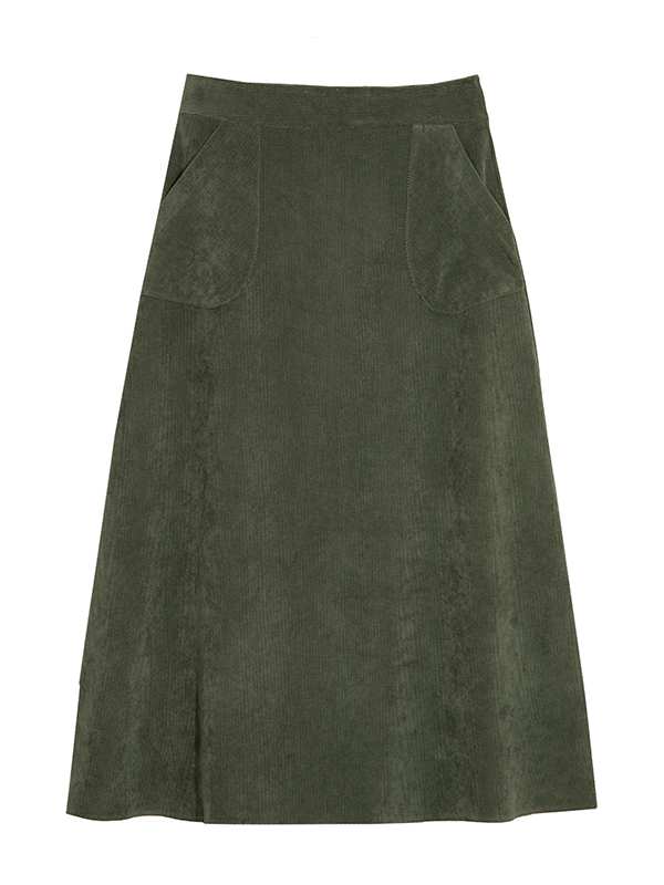 دامن زنانه مخمل میدی جیب دار 20108 برنس Bornos