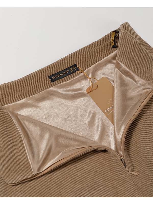 دامن زنانه مخمل میدی جیب دار 20108 برنس Bornos
