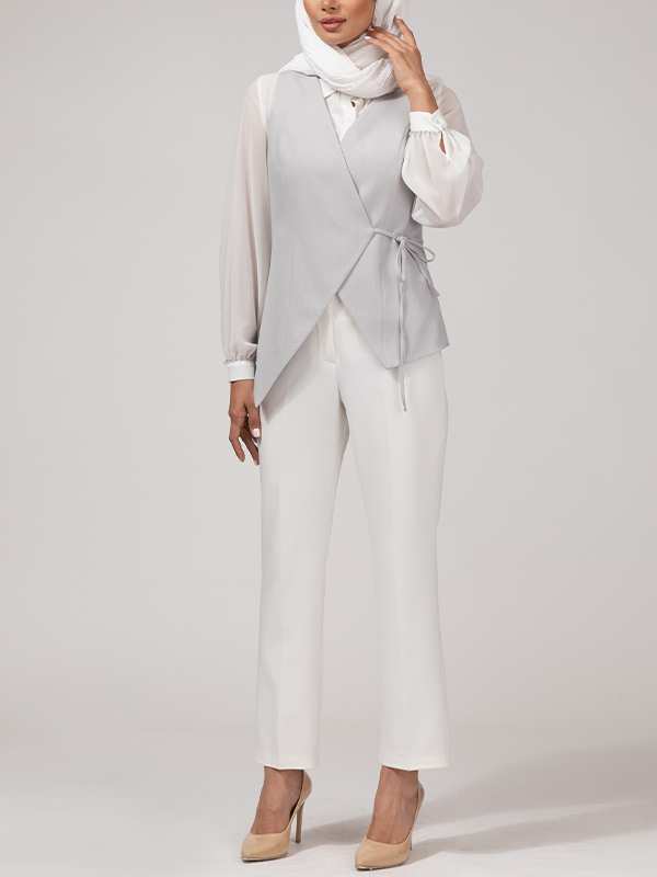 وست زنانه پارچه دیپلمات یقه چپ و راستی آستر دار 70100 برنس Bornos