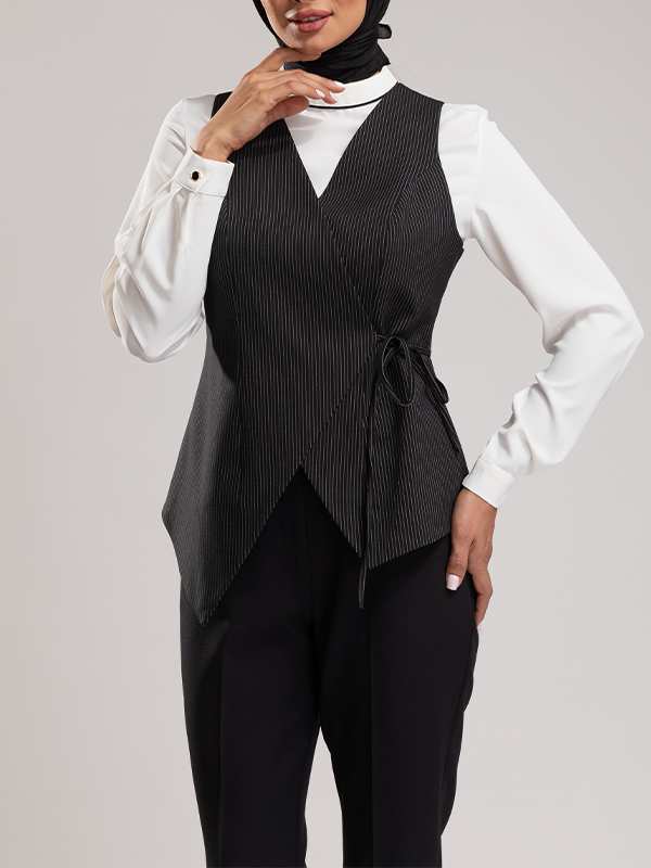 وست زنانه پارچه دیپلمات یقه چپ و راستی آستر دار 70100 برنس Bornos