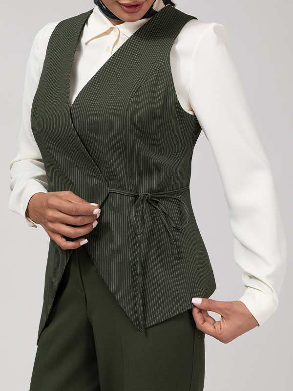 وست زنانه پارچه دیپلمات یقه چپ و راستی آستر دار 70100 برنس Bornos