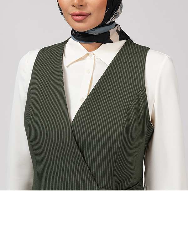 وست زنانه پارچه دیپلمات یقه چپ و راستی آستر دار 70100 برنس Bornos