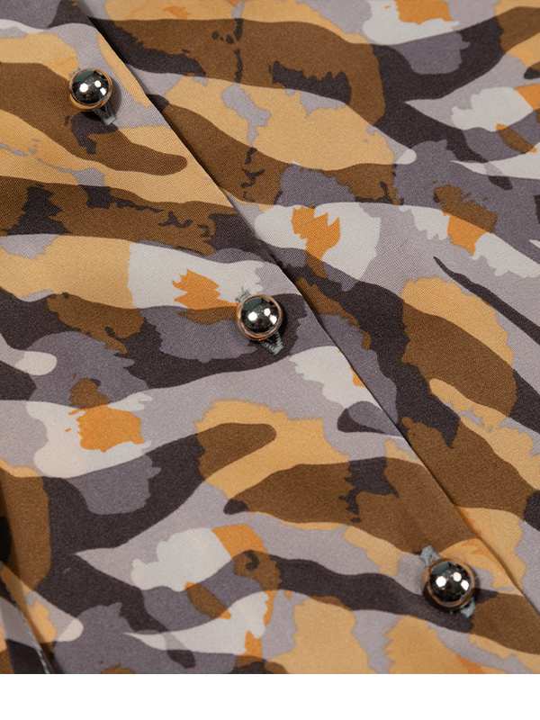 شومیز زنانه ساتن طرحدار مجلسی یقه گره ای 30108 برنس Bornos