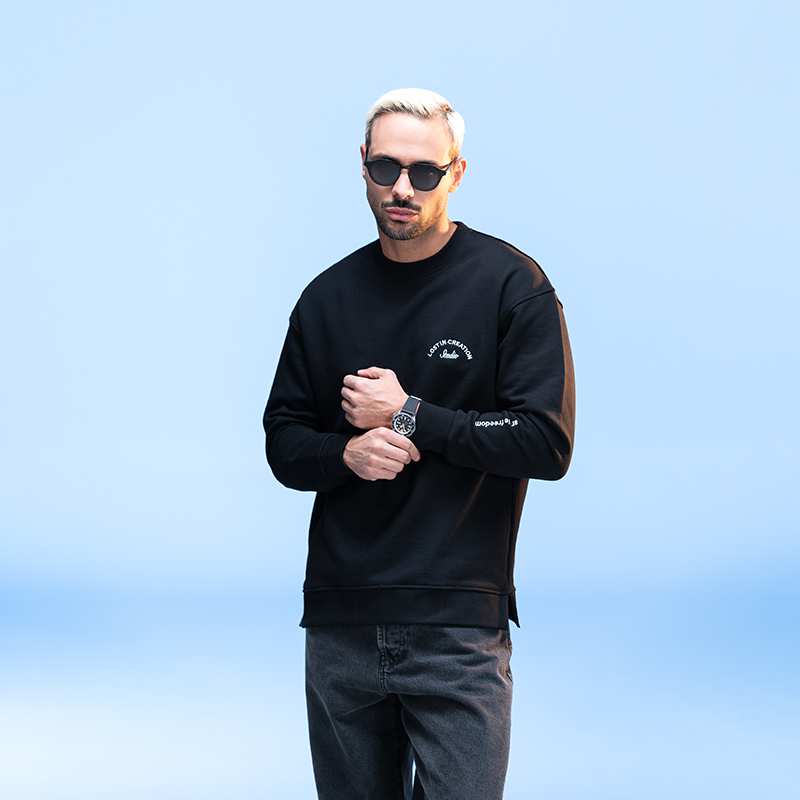 سویشرت مشکی زیگ zig مدل Studio کد 451