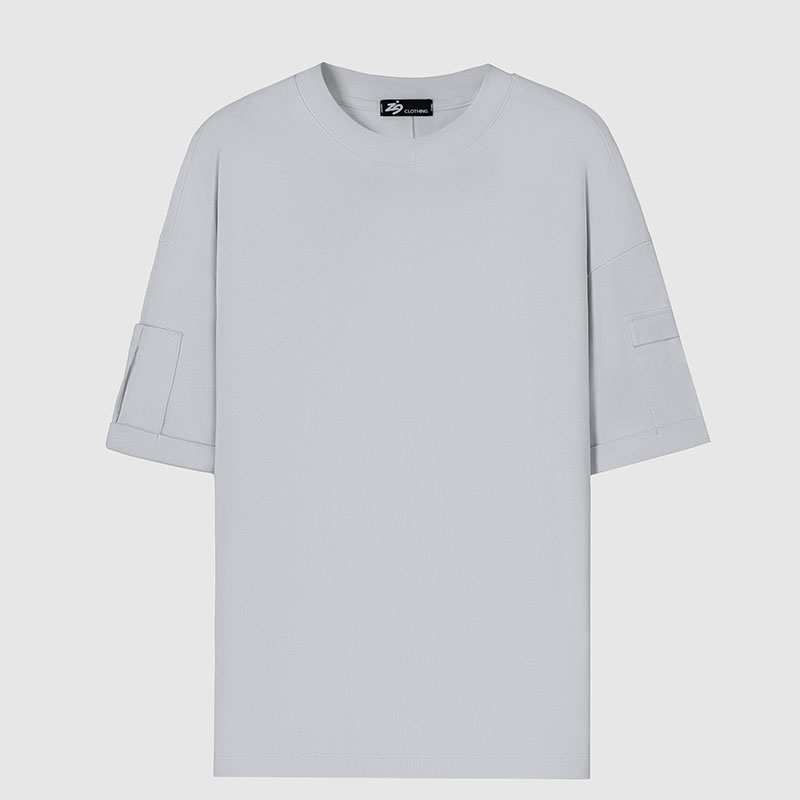 تی شرت مردانه طوسی روشن زیگ zig مدل Sleeve Pocket کد297
