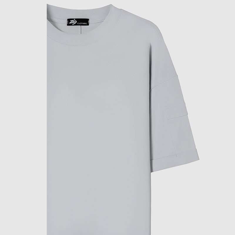 تی شرت مردانه طوسی روشن زیگ zig مدل Sleeve Pocket کد297