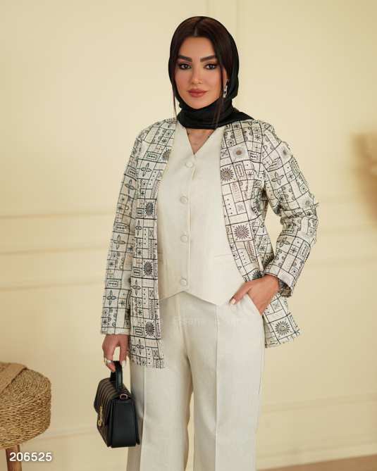 ست کت و شلوار و جلیقه زنانه مدل آینام السانا Elsana کد 2065