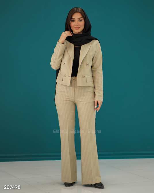 ست کت کراپ و شلوار زنانه مدل غنچه السانا Elsana کد 2074