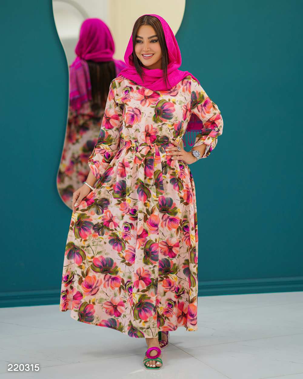 پیراهن ساحلی زنانه مدل رنگین السانا Elsana کد 2203