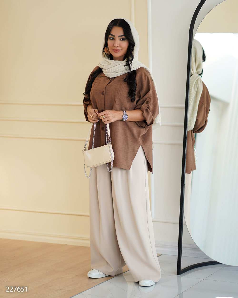 شومیز زنانه دارچینی مدل آرمیتاالسانا Elsana کد2276