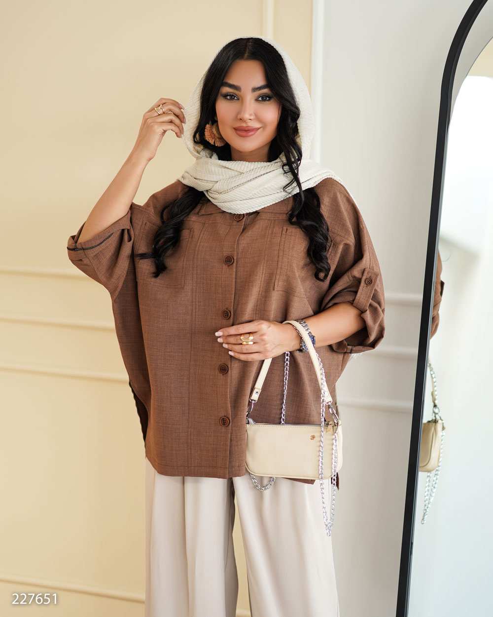 شومیز زنانه دارچینی مدل آرمیتاالسانا Elsana کد2276