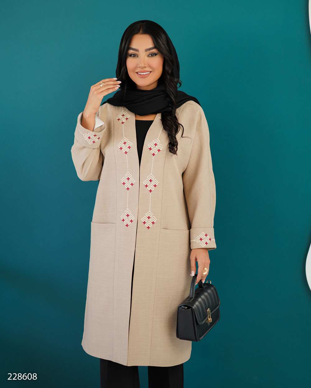 مانتو بلند زنانه کرم مدل شهرادالسانا Elsana کد2286