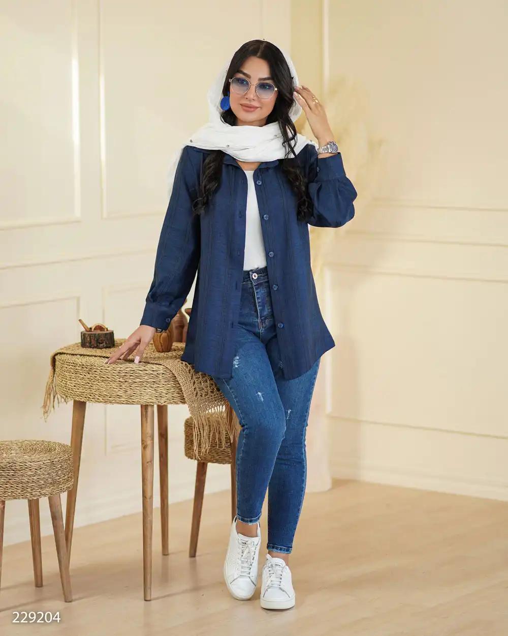 شومیز زنانه سرمه ای مدل هوپادالسانا Elsana کد2292