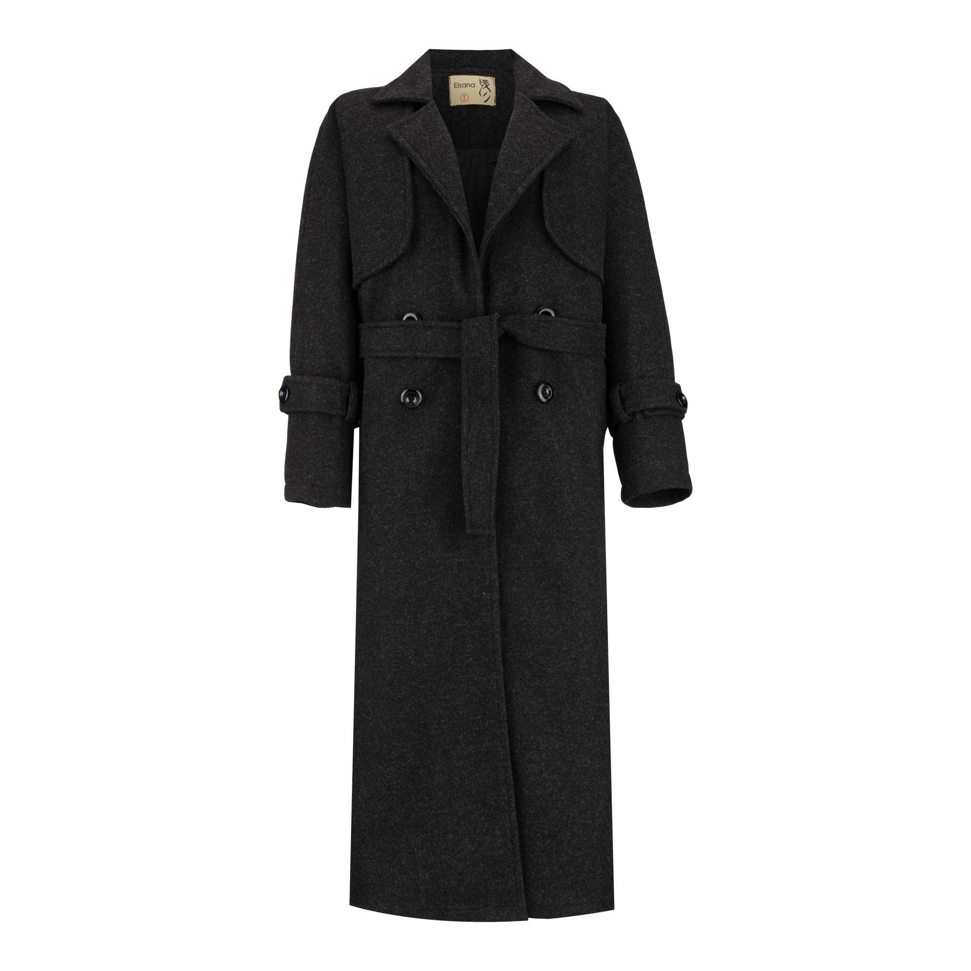 پالتو بلند زنانه مشکی مدل آرواالسانا Elsana کد2294