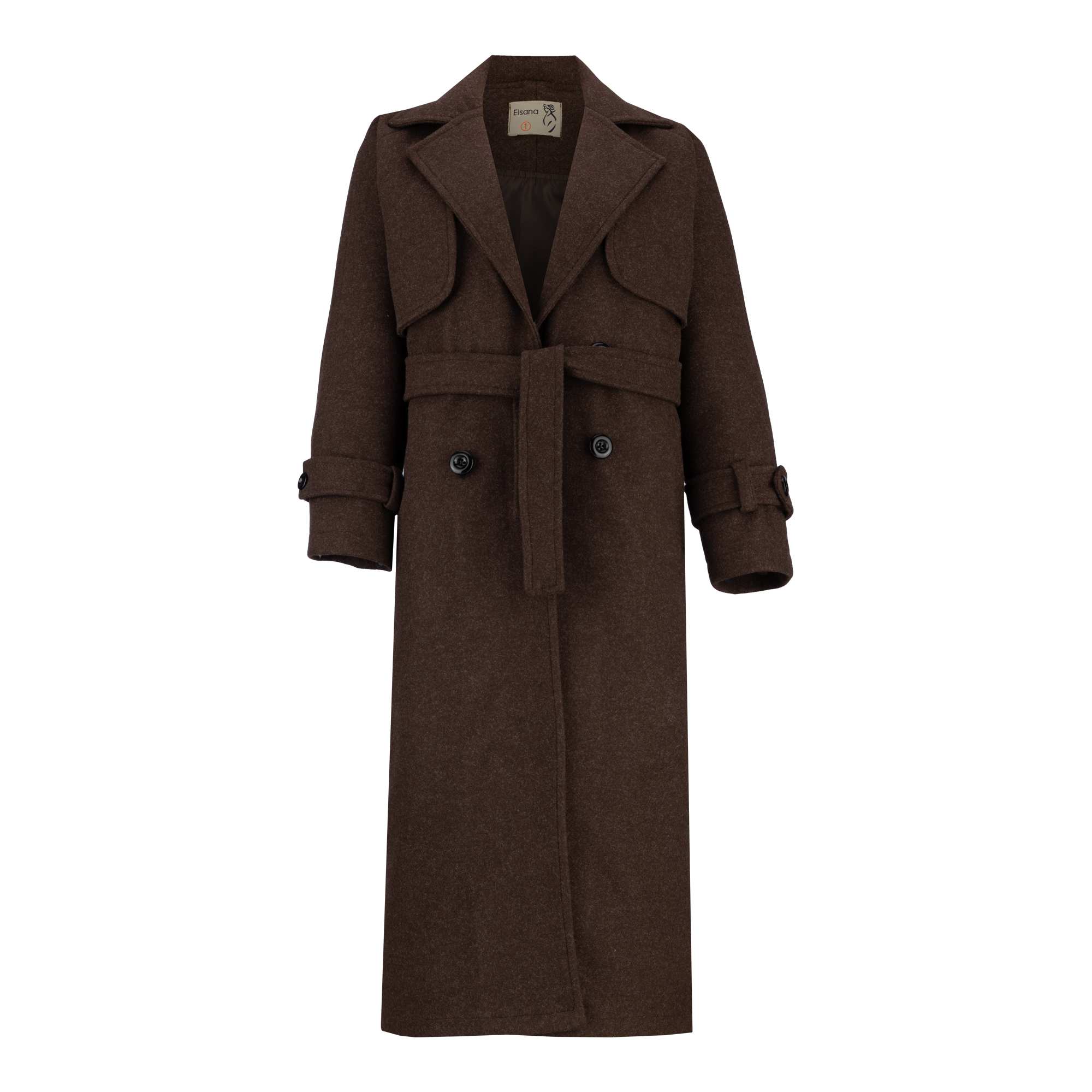 پالتو بلند زنانه قهوه ای مدل آرواالسانا Elsana کد2294