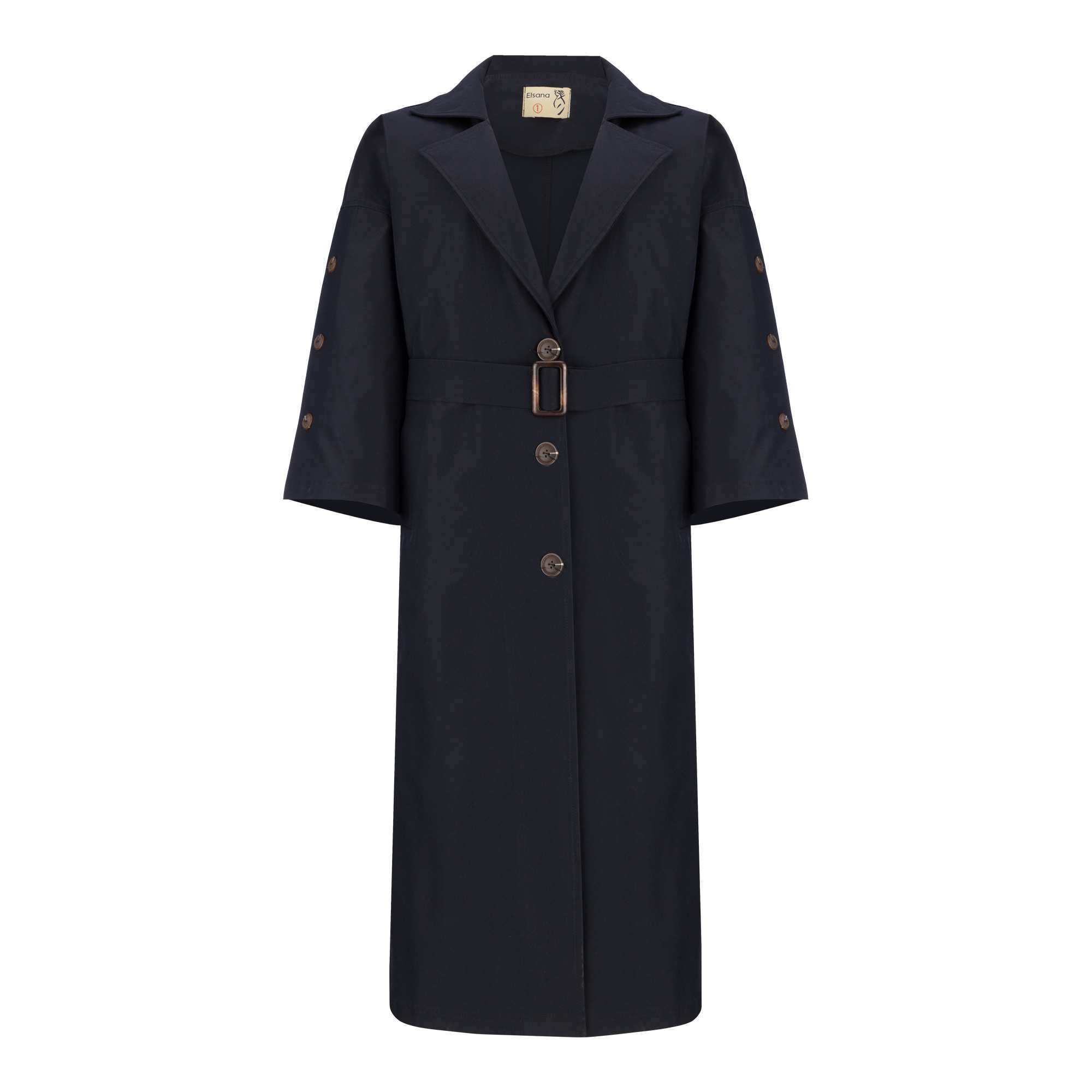 بارانی بلند زنانه سرمه ای تیره مدل آلندالسانا Elsana کد2295