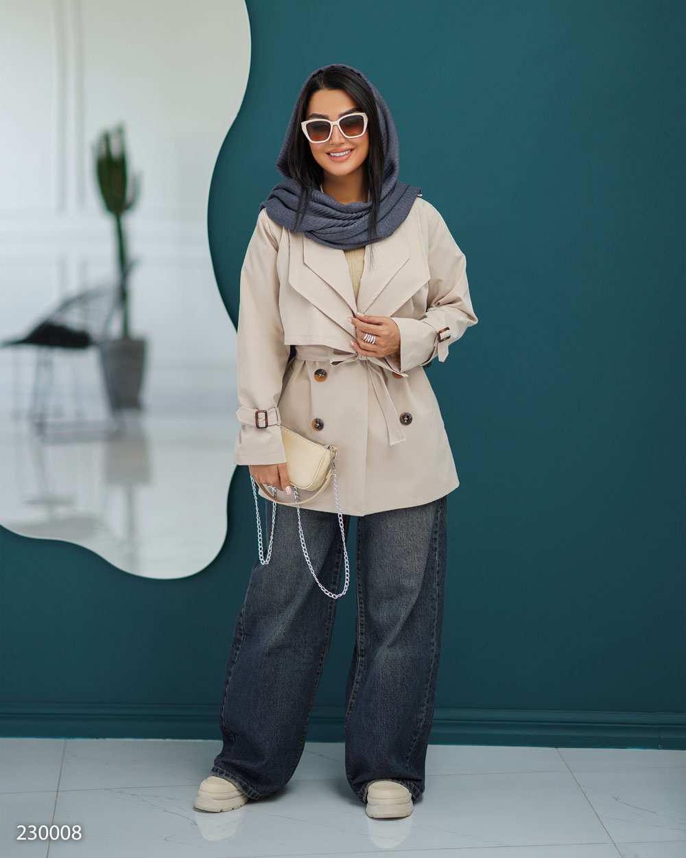 بارانی زنانه کرم مدل زرشامالسانا Elsana کد2300