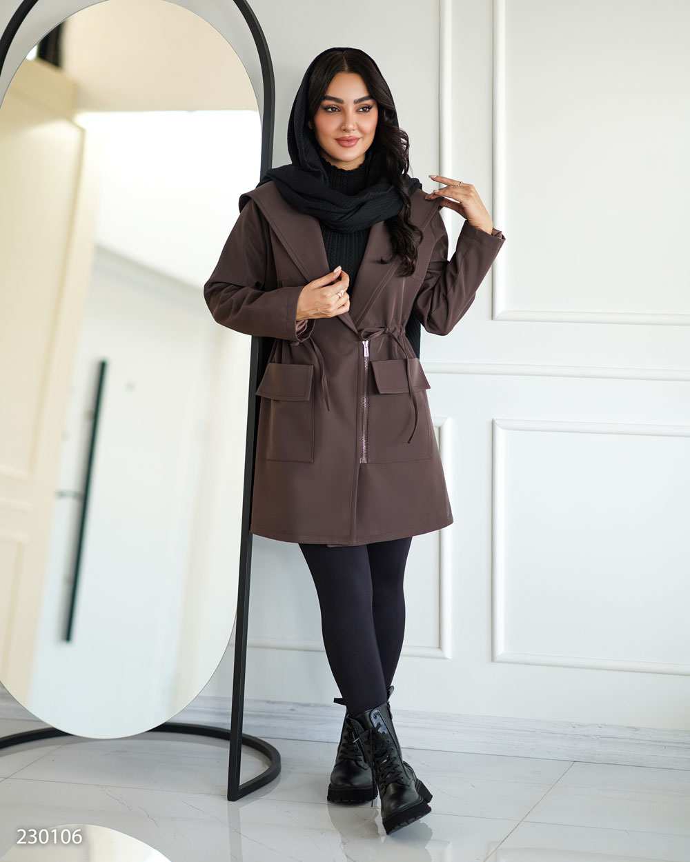 بارانی زنانه قهوه ای مدل هیوانالسانا Elsana کد2301