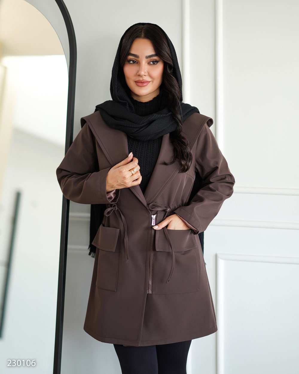 بارانی زنانه قهوه ای مدل هیوانالسانا Elsana کد2301