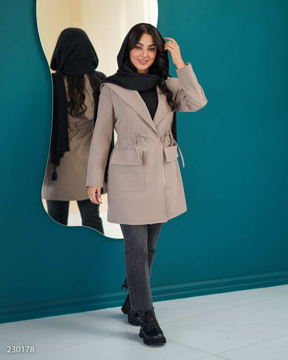 بارانی زنانه خاکی مدل هیوانالسانا Elsana کد2301