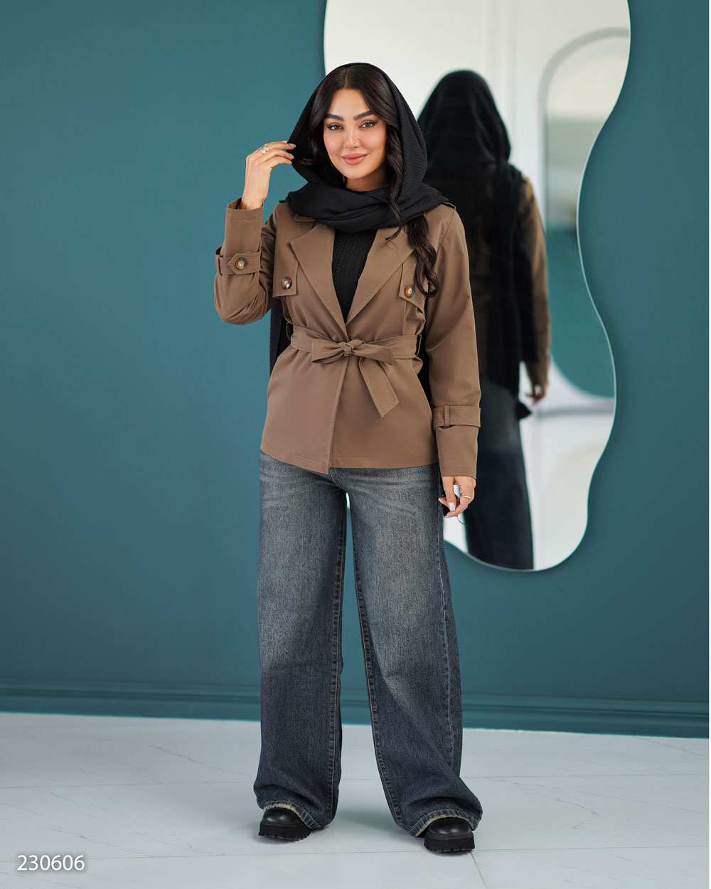 بارانی زنانه قهوه ای مدل فرنوشاالسانا Elsana کد2306
