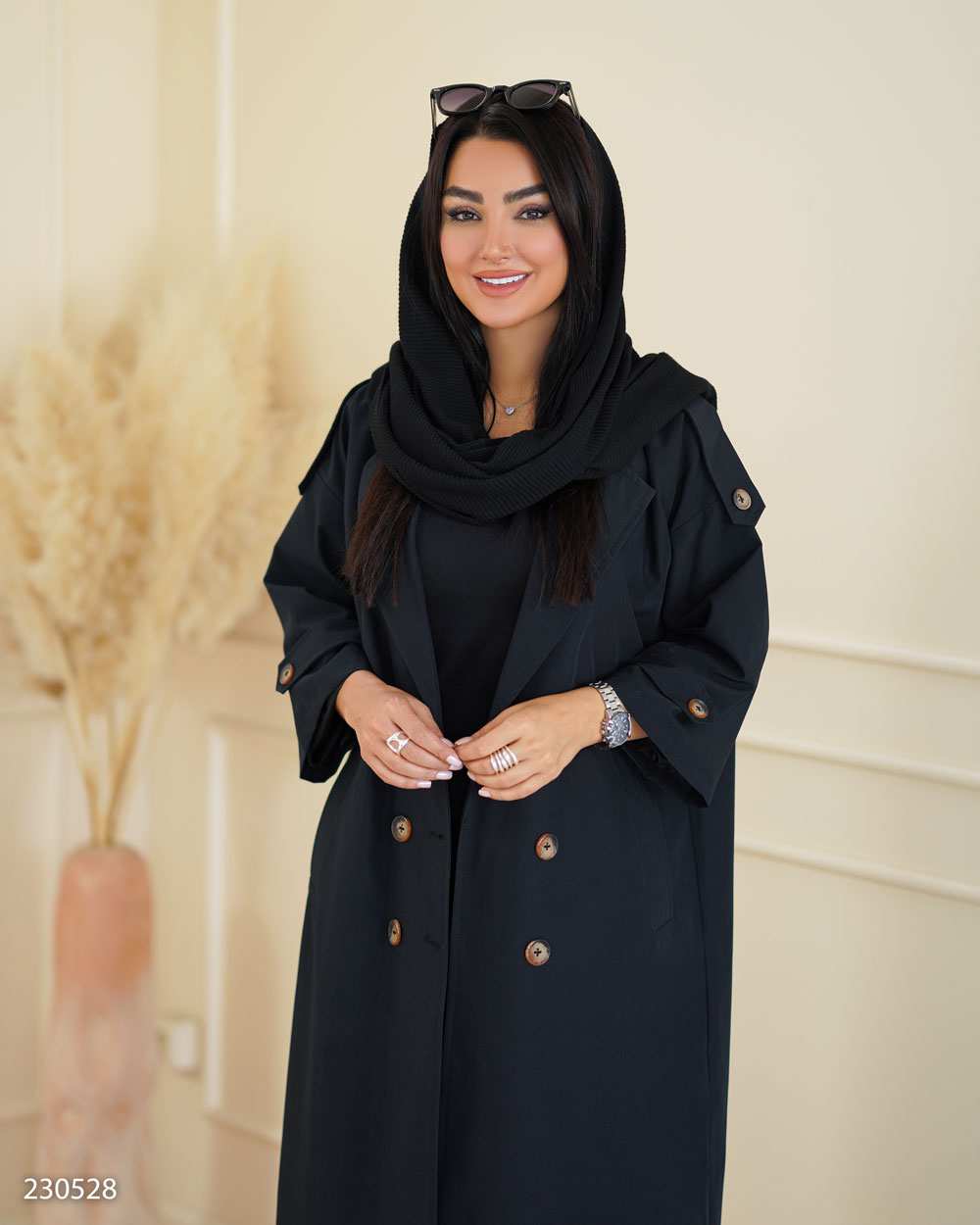 بارانی بلند زنانه سرمه ای تیره مدل راوشالسانا Elsana کد2305