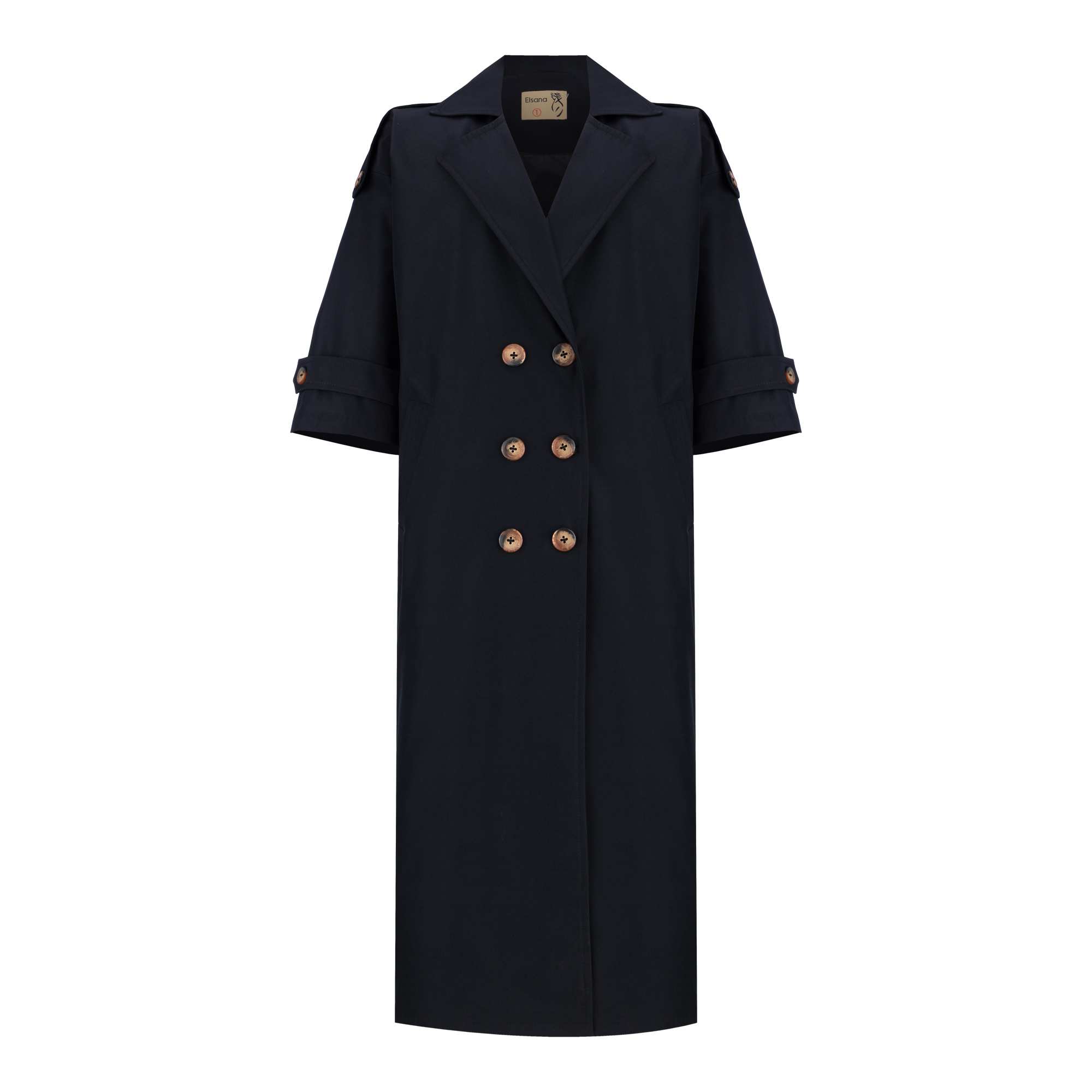 بارانی بلند زنانه سرمه ای تیره مدل راوشالسانا Elsana کد2305