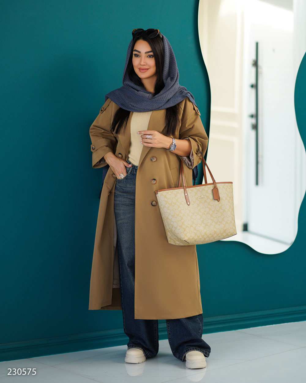 بارانی بلند زنانه موکایی مدل راوشالسانا Elsana کد2305