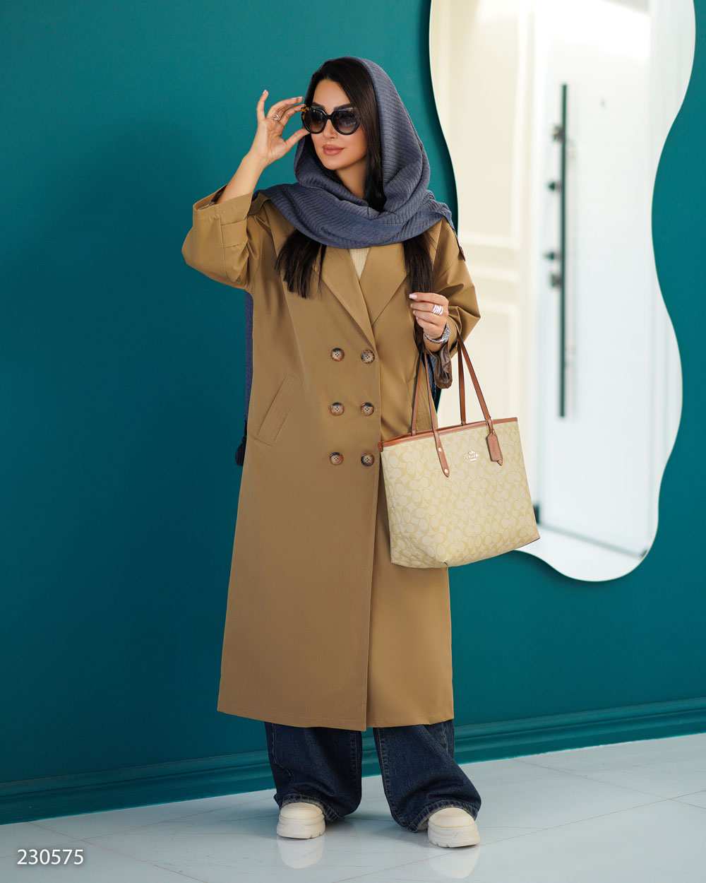 بارانی بلند زنانه موکایی مدل راوشالسانا Elsana کد2305