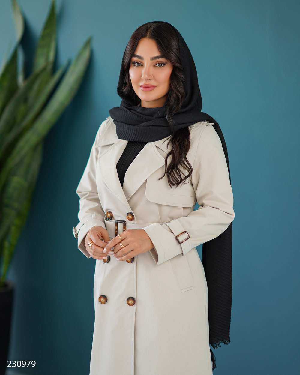 بارانی بلند زنانه استخوانی مدل لاریساالسانا Elsana کد2309