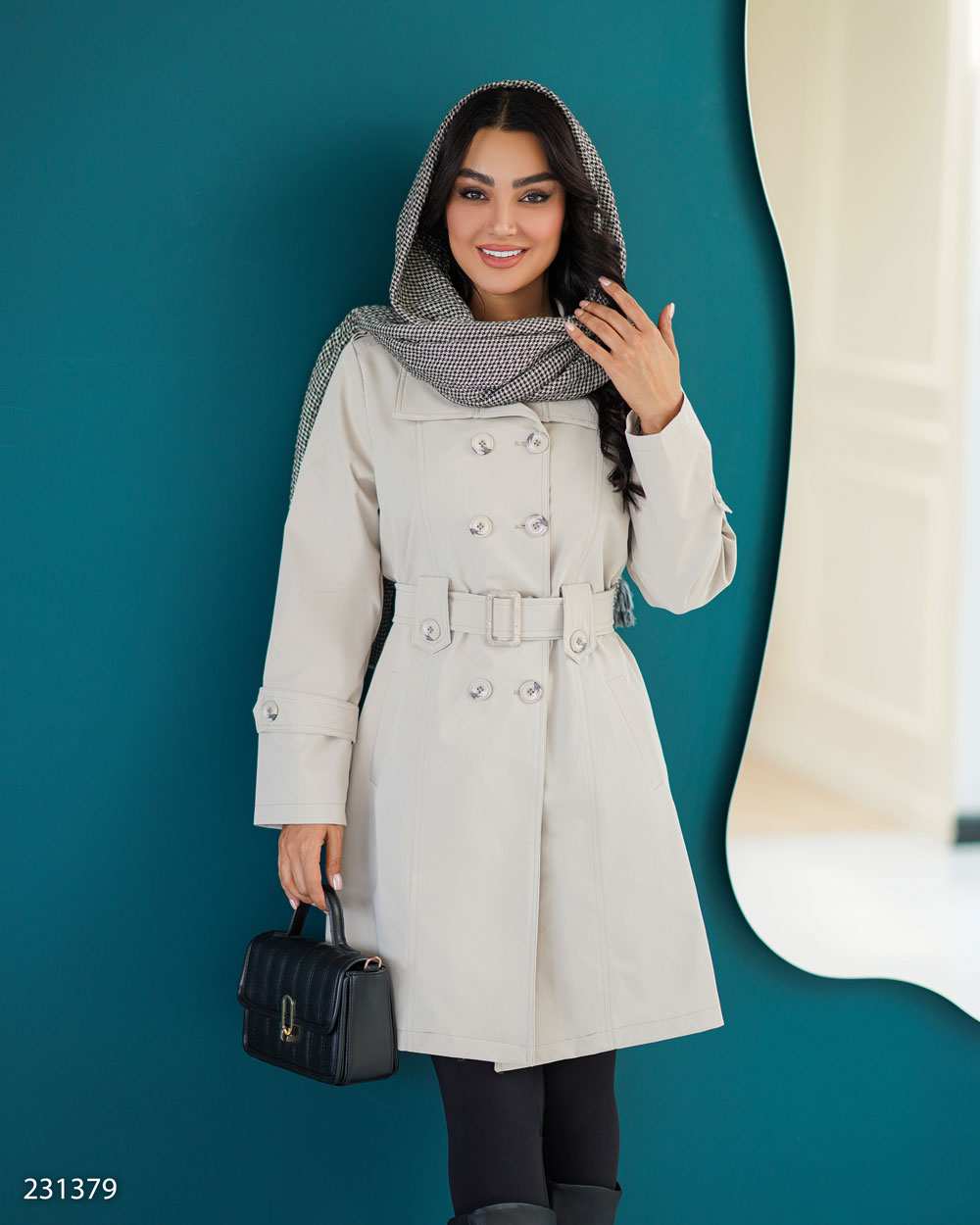 بارانی بلند زنانه استخوانی مدل ژیانوالسانا Elsana کد2313