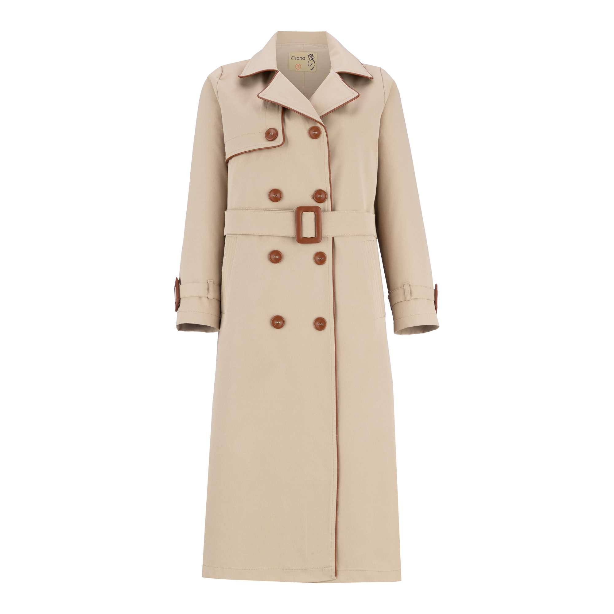 بارانی بلند زنانه کرم مدل سایداالسانا Elsana کد2316
