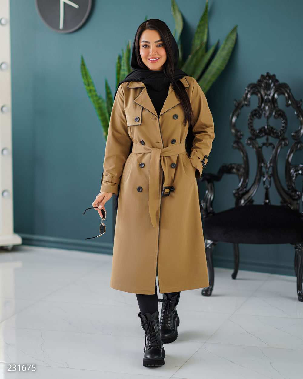 بارانی بلند زنانه موکایی مدل سایداالسانا Elsana کد2316