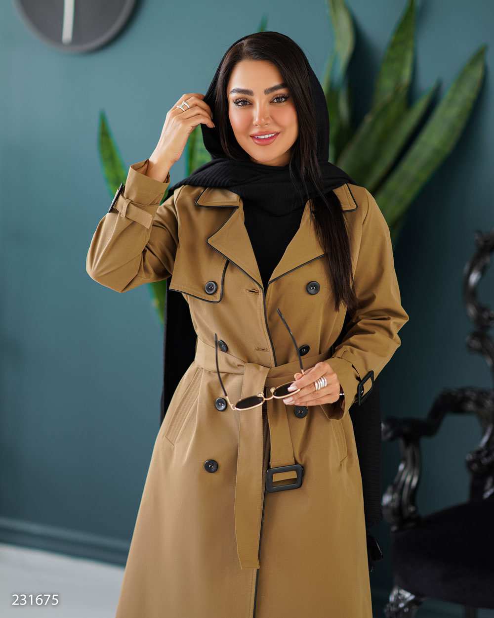 بارانی بلند زنانه موکایی مدل سایداالسانا Elsana کد2316