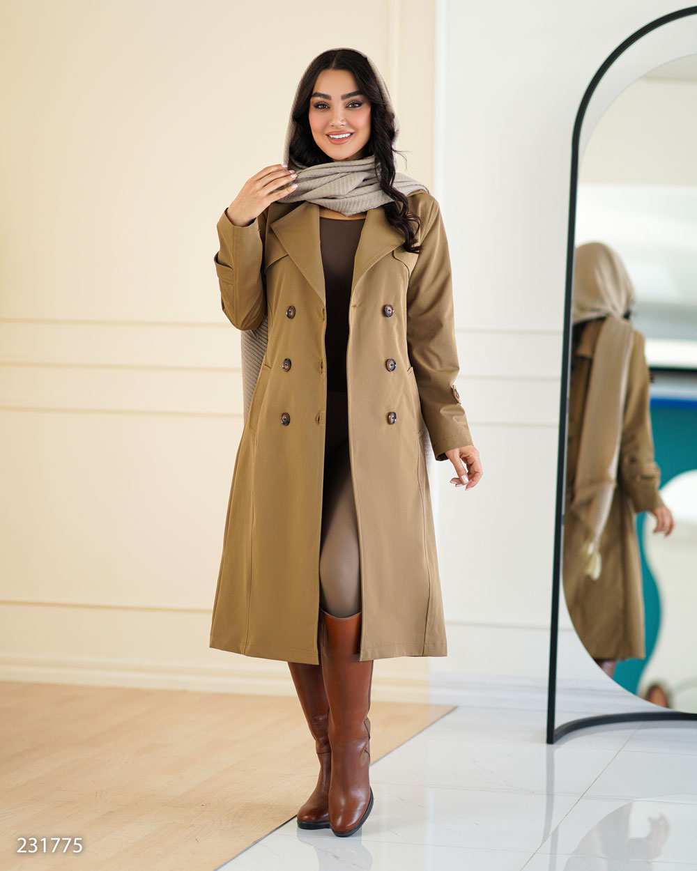 بارانی بلند زنانه موکایی مدل تابندهالسانا Elsana کد2317