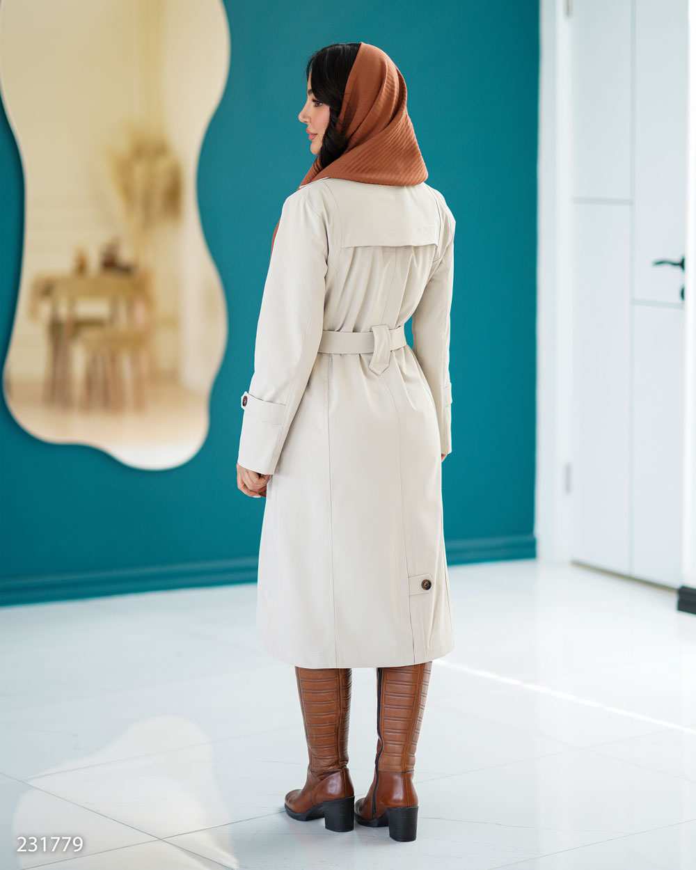 بارانی بلند زنانه استخوانی مدل تابندهالسانا Elsana کد2317