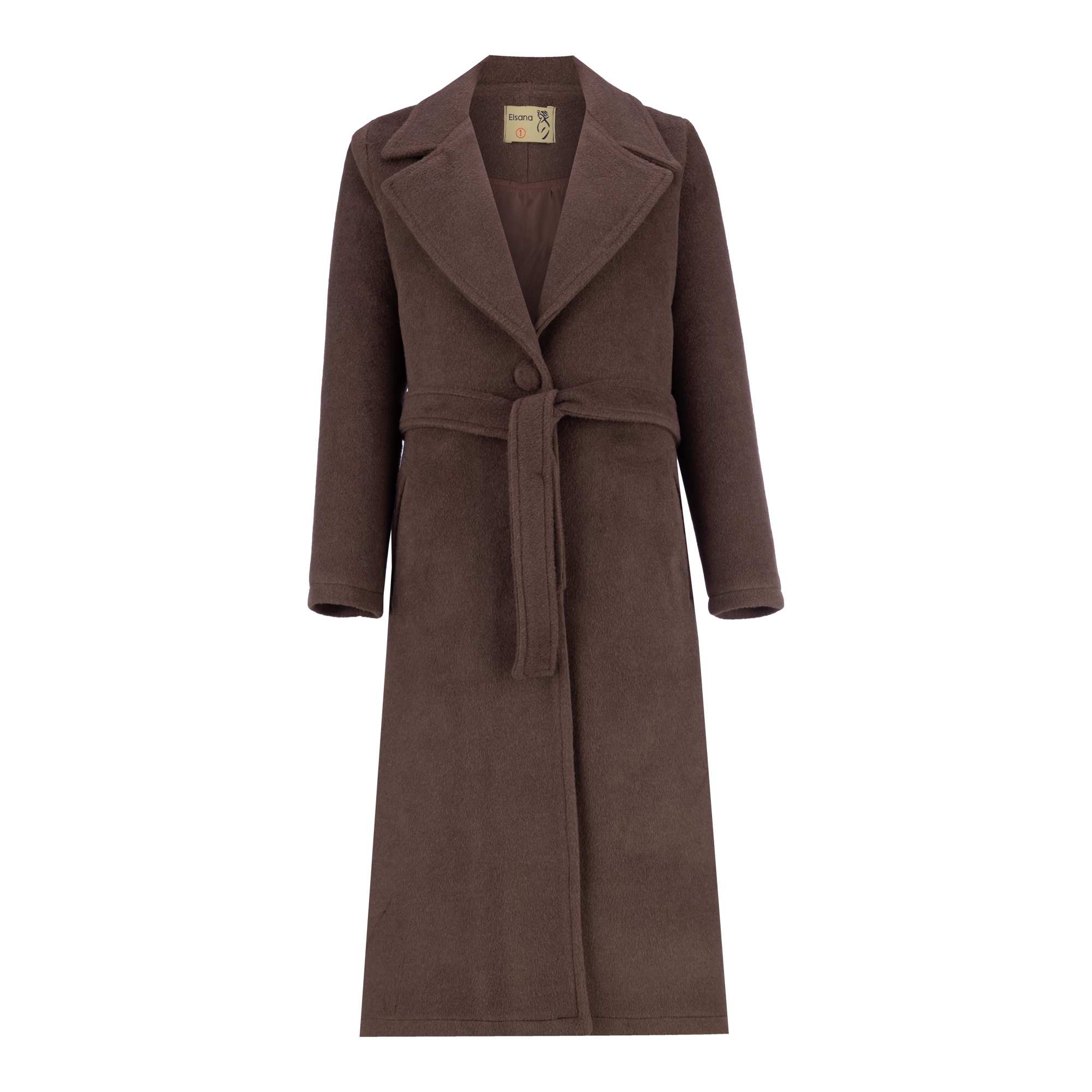 پالتو بلند زنانه قهوه ای مدل پیوندالسانا Elsana کد2319