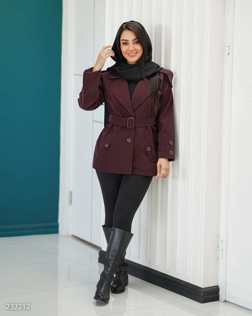پالتو زنانه بادمجونی مدل آویناالسانا Elsana کد2322