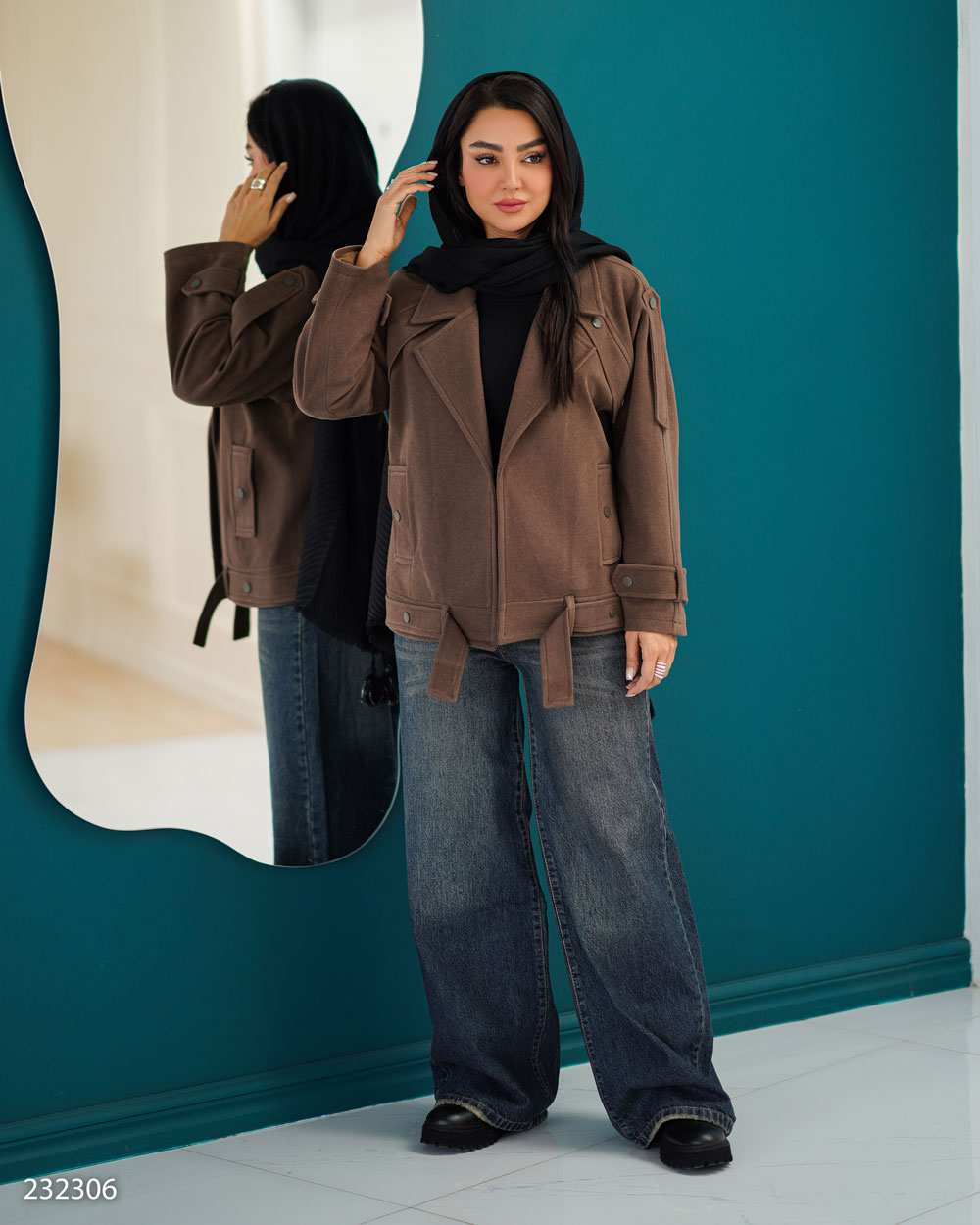 پالتو زنانه قهوه ای مدل سروهالسانا Elsana کد2323