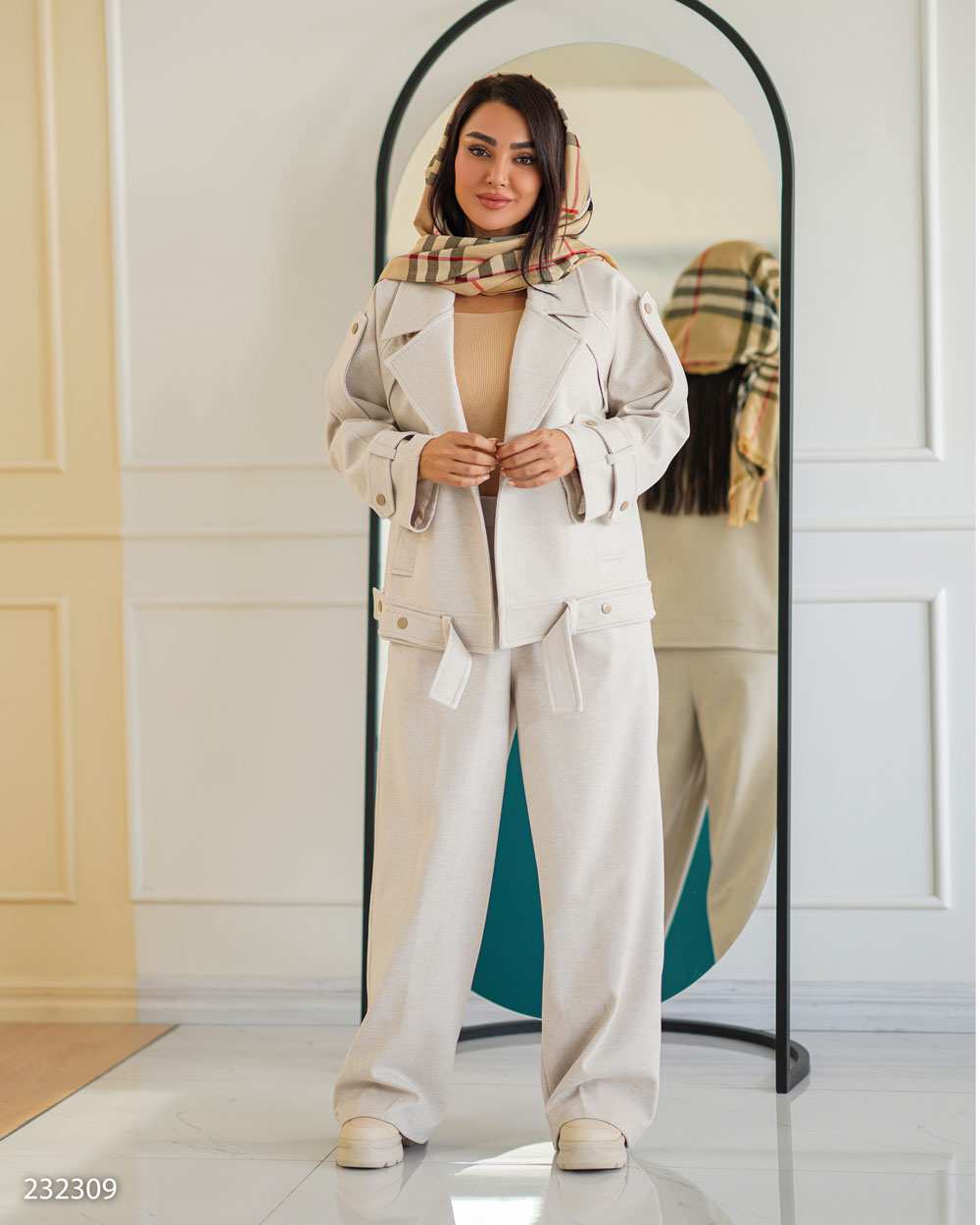 پالتو زنانه شیری مدل سروهالسانا Elsana کد2323