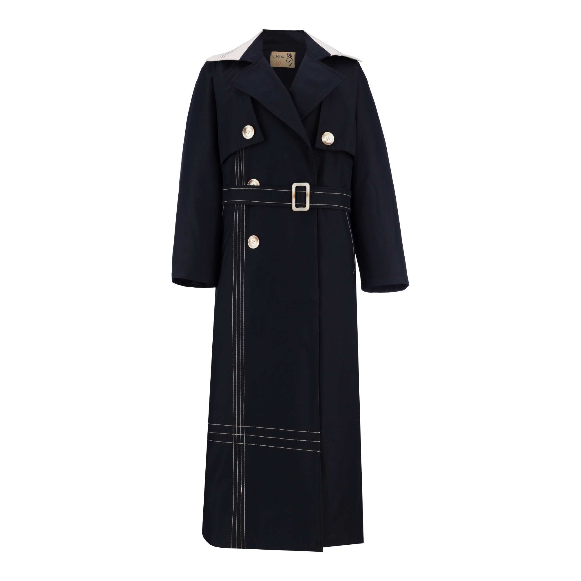 بارانی بلند زنانه سرمه ای تیره مدل ژوبینالسانا Elsana کد2324